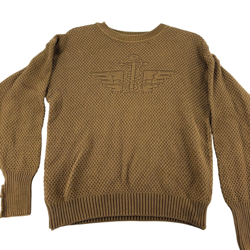 Vintage 90s Dockers Equipment Sweater Men's M Brown Cotton Logo Hong Kong
